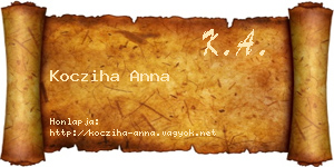 Kocziha Anna névjegykártya